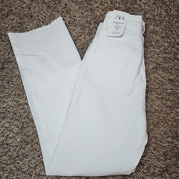 Zara Women's Jeans Straight Leg High Rise Ankle Rigid EU Size 34(2) Straight Fit - Picture 5 of 12